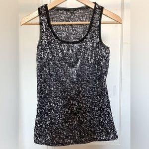 Ann Taylor Black and Gray Sparkle Beading Shirt
